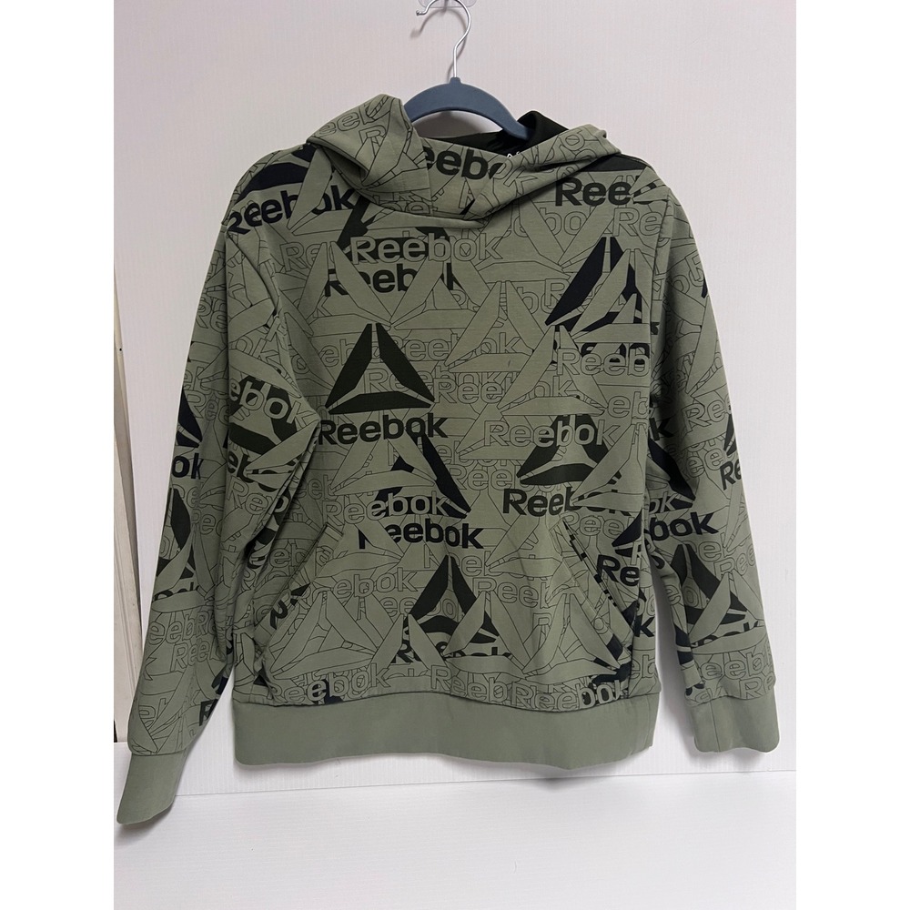 Reebok Mens Sage Green All Over Logo Print Pullover Hoodie Small R0923SH007